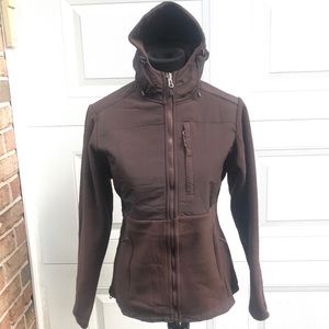 Womens Denali fleece hooded brown zipper jacket with pockets, long sleeve -NEW